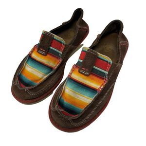ARIAT Girls Cruiser Shoes Brown Suede Serape Aztek Youth Size 12